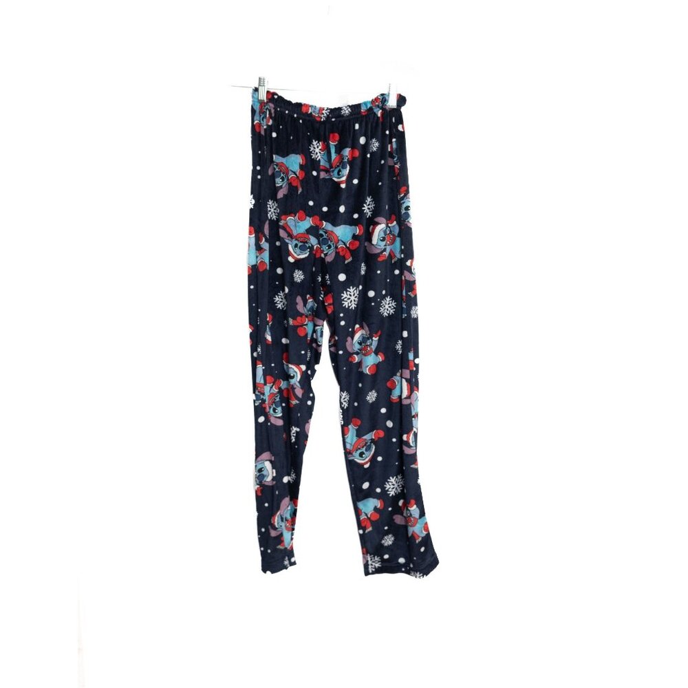Disney Stitch Size S Polyester Pajama Pants With Snowflakes Print